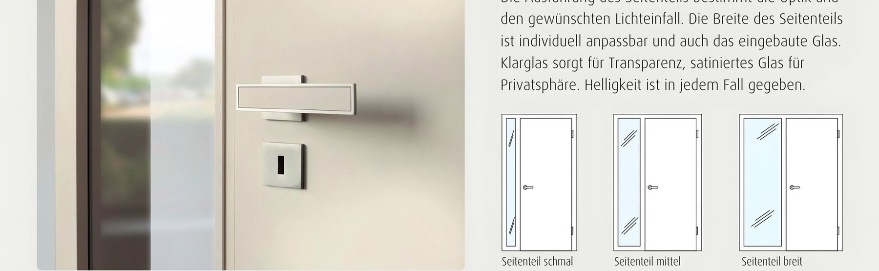 Seitenteil schmal, mittel, breit