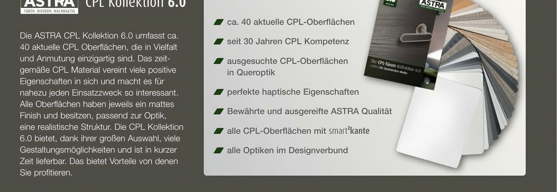 CPL Kollektion 6.0: ca. 40 suprafețe, 30 ani, smart2kante, Designverbund