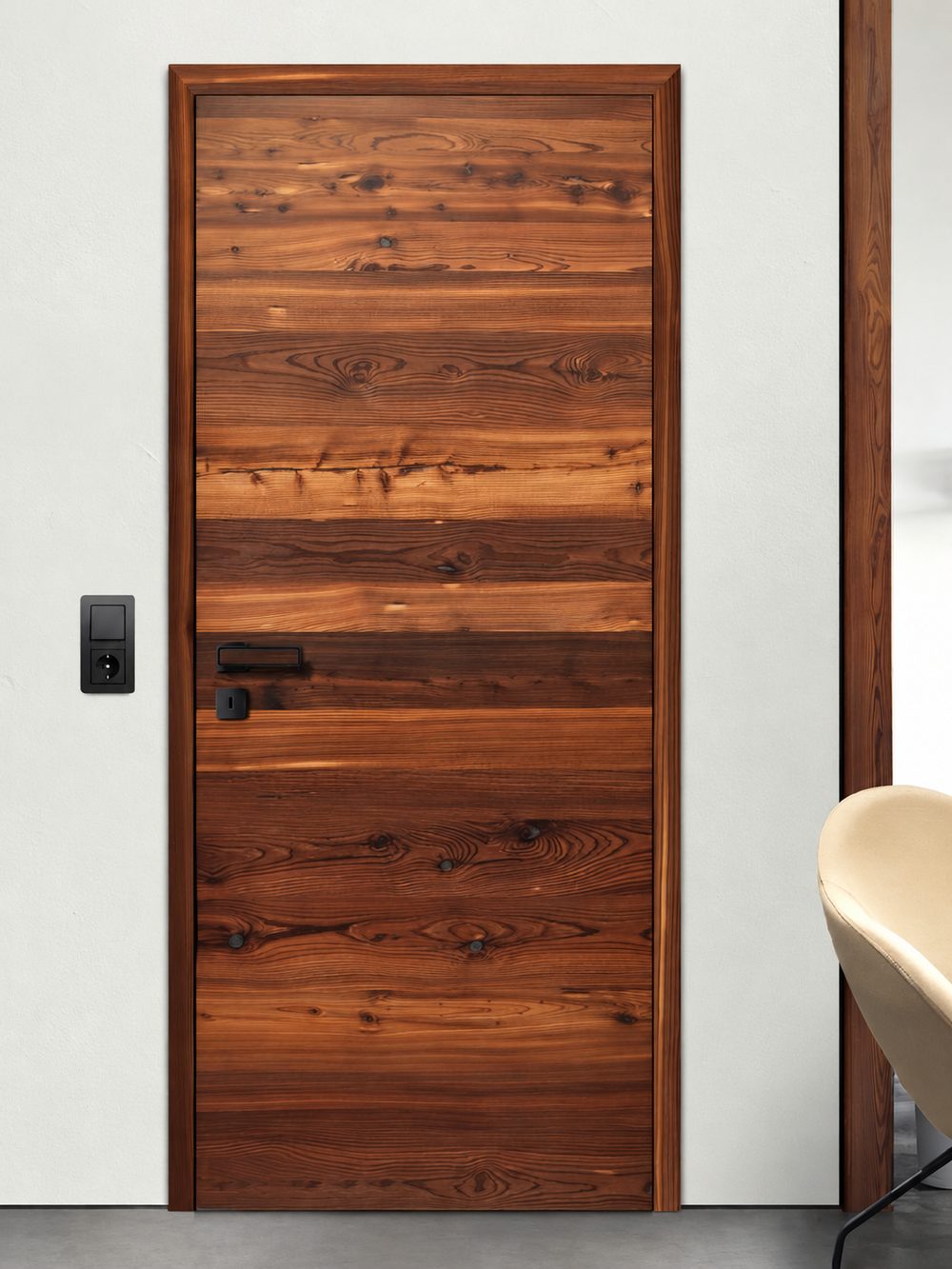 Usa HGM Glatt · FACHWERK Lärche geräuchert · Quadro Black — UIHGFN19