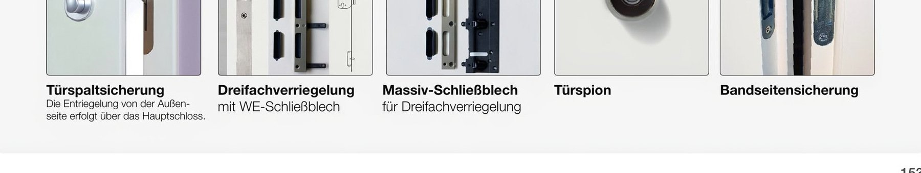 WE-SK 1: Türspaltsicherung, Dreifachverriegelung, Massiv-Schließblech, Türspion, Bandseitensicherung