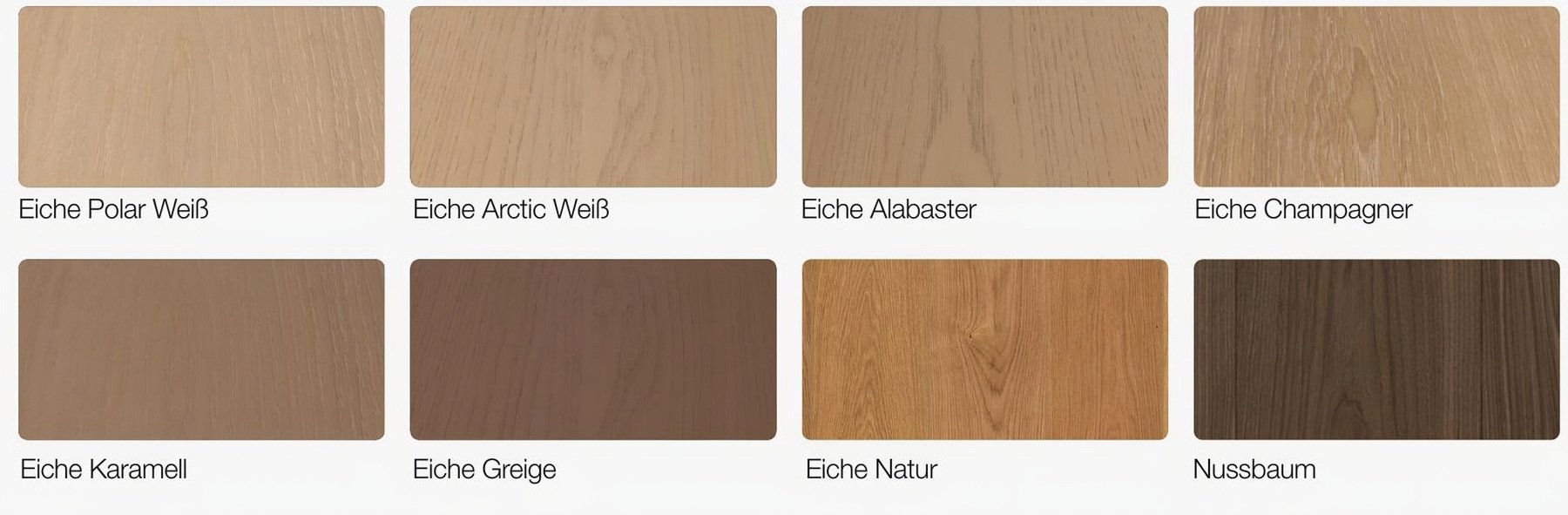 Furniruri inlay: Eiche Polar Weiß, Arctic Weiß, Alabaster, Champagner, Karamell, Greige, Natur, Nussbaum