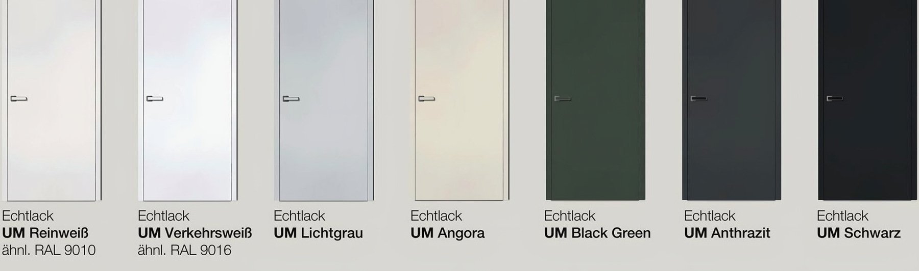 Echtlack ULTRAMATT: Reinweiß, Verkehrsweiß, Lichtgrau, Angora, Black Green, Anthrazit, Schwarz