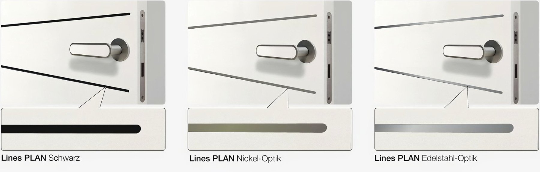 Lines PLAN Schwarz, Nickel-Optik, Edelstahl-Optik