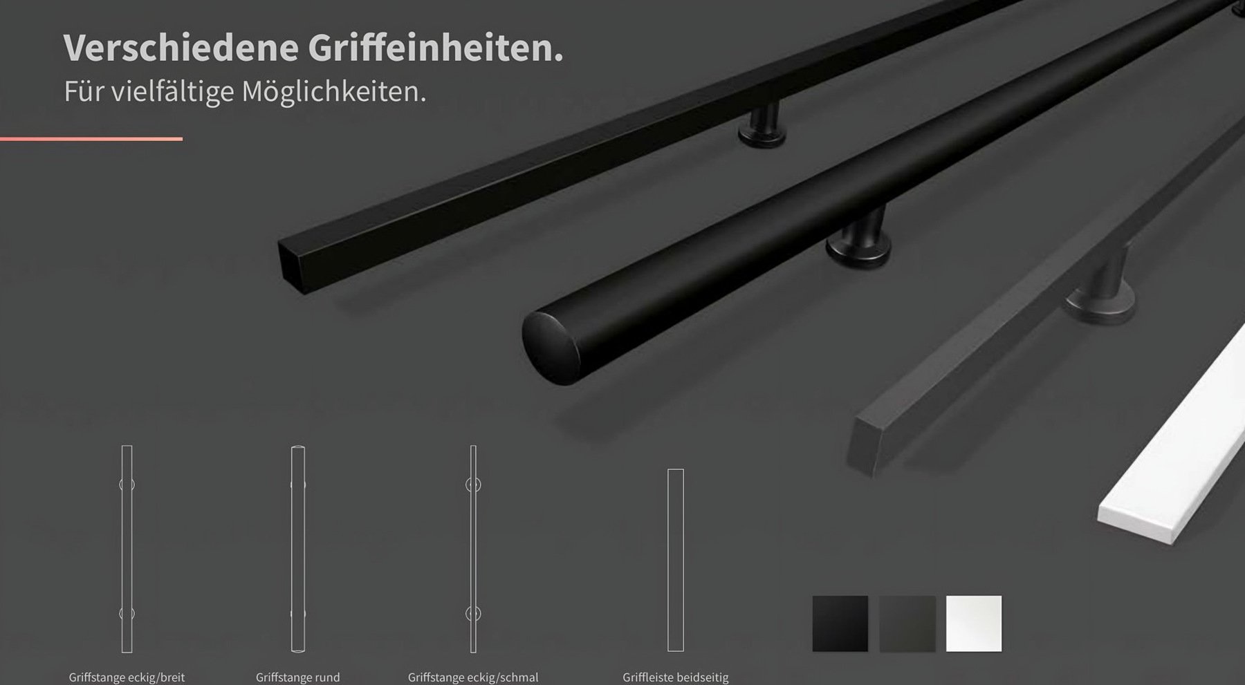 Griffstange eckig/breit, rund, eckig/schmal, Griffleiste; Tvin 2.0; linesPlus O-Griffe