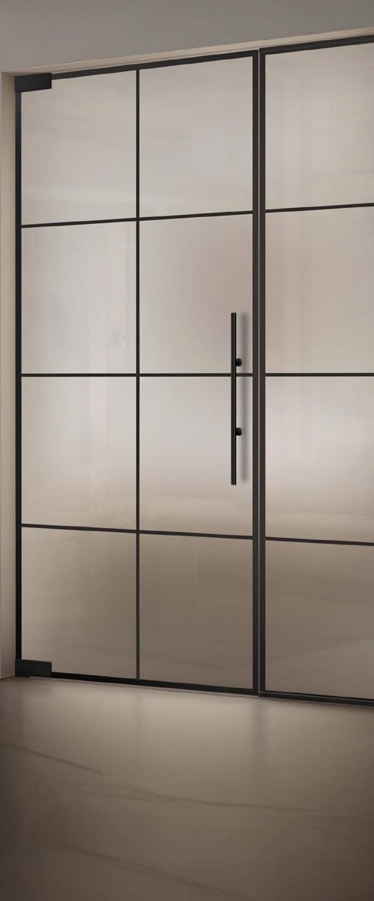 Usa de sticla linesPlus Typ 8, pendulantă + 1 panou lateral Typ 4, SatinatoLH, negru — UILHSSLN06