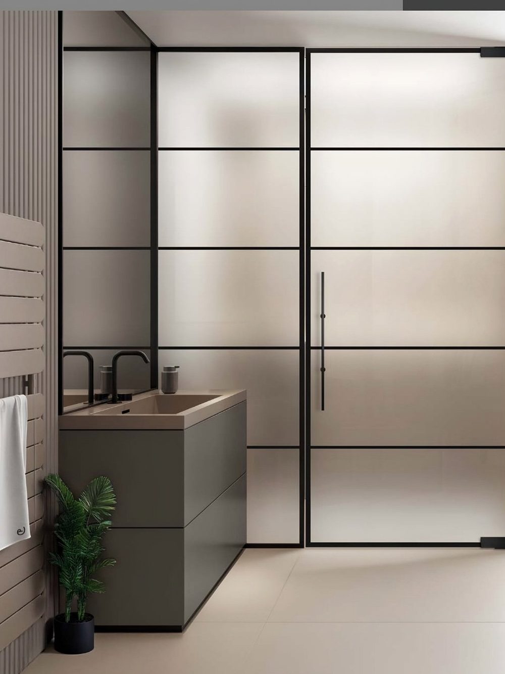Usa de sticla linesPlus Typ 5, pendulantă + 1 panou lateral Typ 5, SatinatoLH, negru — UILHSSLN10