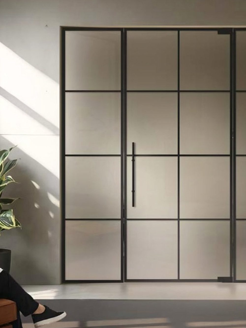 Usa de sticla loftPlus Typ 8, pendulantă + 2 panouri laterale Typ 4, SatinatoLH — UILHSSLS10