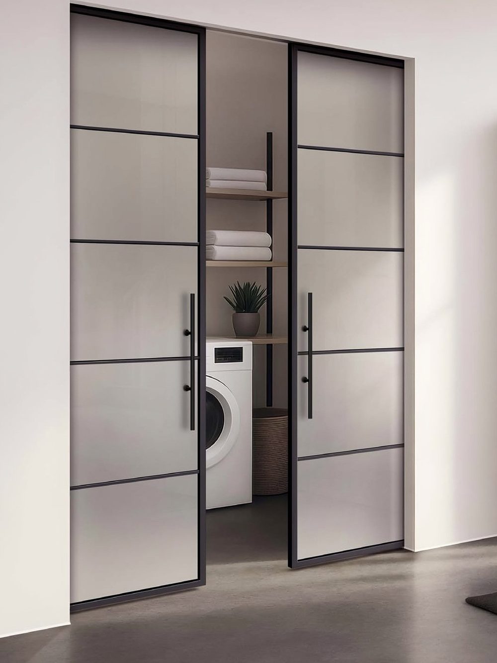 Usa de sticla loftPlus Typ 5, glisantă 2 canate în perete (A80), SatinatoLH — UILHSSLS18